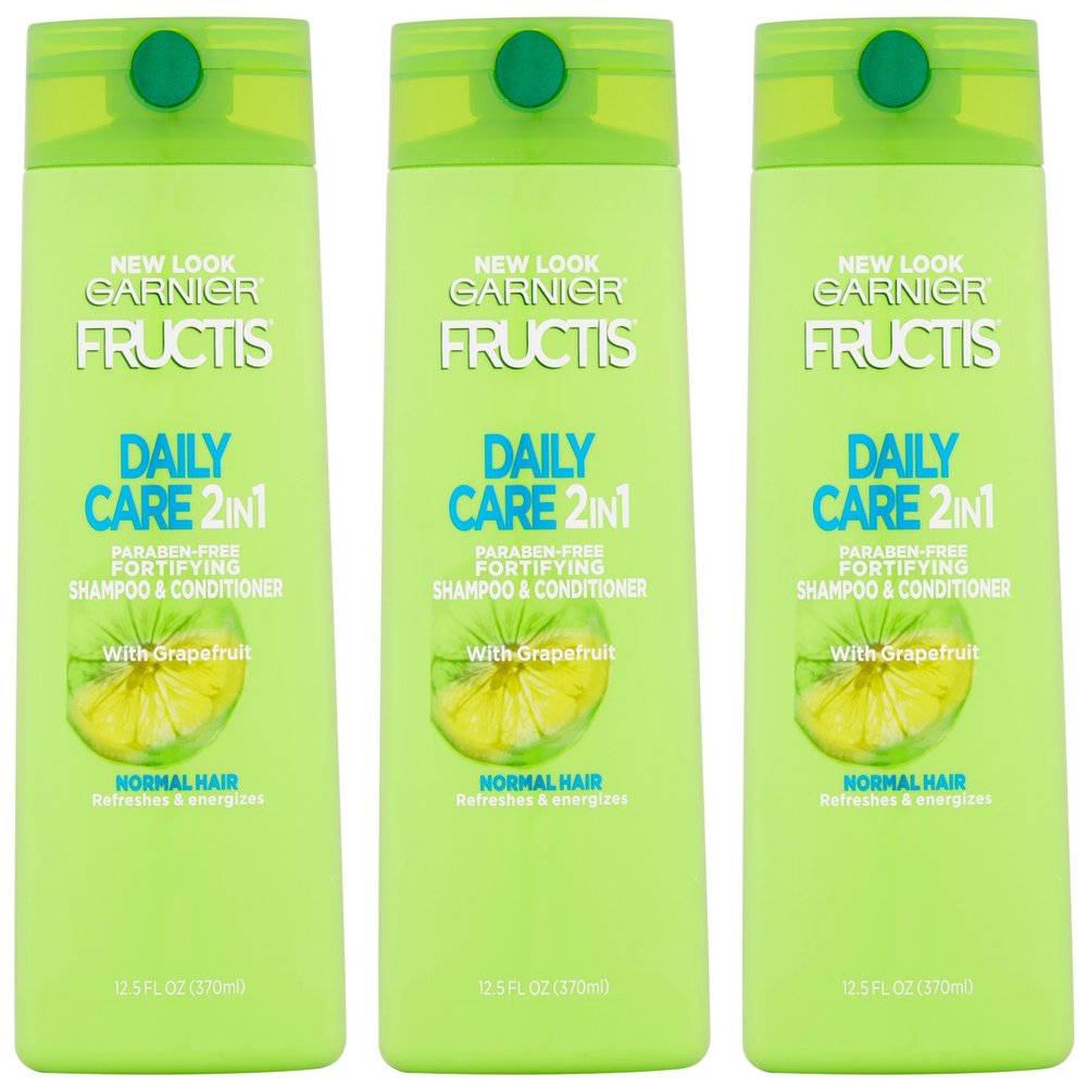 Garnier Fructis Haircare - Daily Care - 2 in 1 Shampoo & Conditioner - With Grapefruit - Net Wt. 12.5 FL OZ (370 mL) Per Bottle - Pack of 3 Bottles