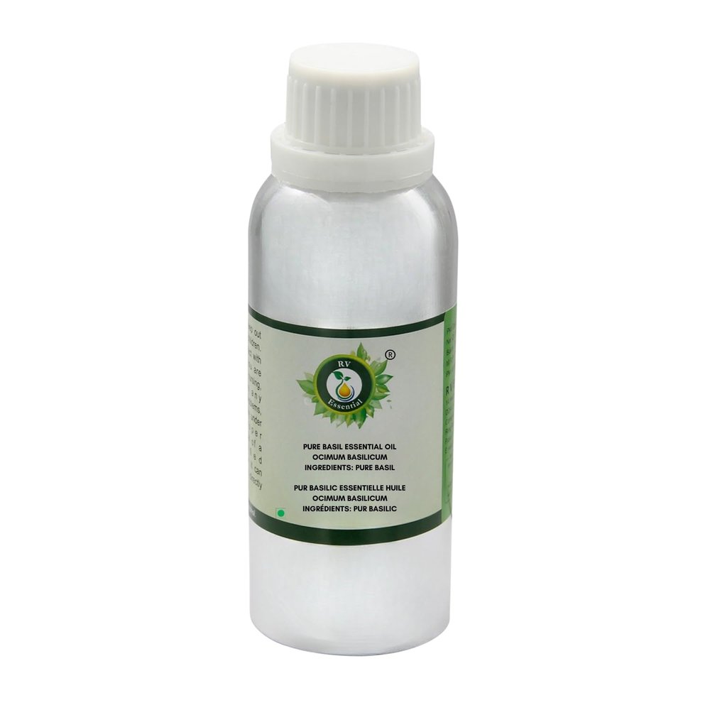 R V Essential Pure Basil Essential Oil 1250ml (42oz)- Ocimum Basilicum (100% Pure and Natural Therapeutic Grade)