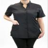Anna Jacket Short-Sleeve Uniform for Stylist Barber Groomer Nail Tech Skin Care Makeup Artist Smocks (6XL, BLACK) view 2