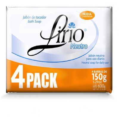 ( 4 PACK ) Lirio Neutral Soap, Jabon Neutro Lirio 150 g ea. / 5.29 oz Bath Soap for daily use, Jabon de Tocador