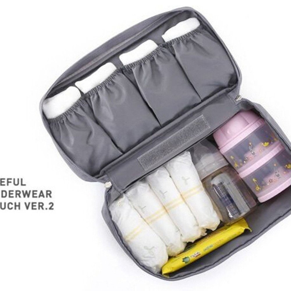 SGirl Portable Waterproof Multi-Functional Women Lady Travel Organizer Bra Storage Underwear Lingerie Bag Cosmetic Makeup Case Toiletry Wash Storage (Gray)