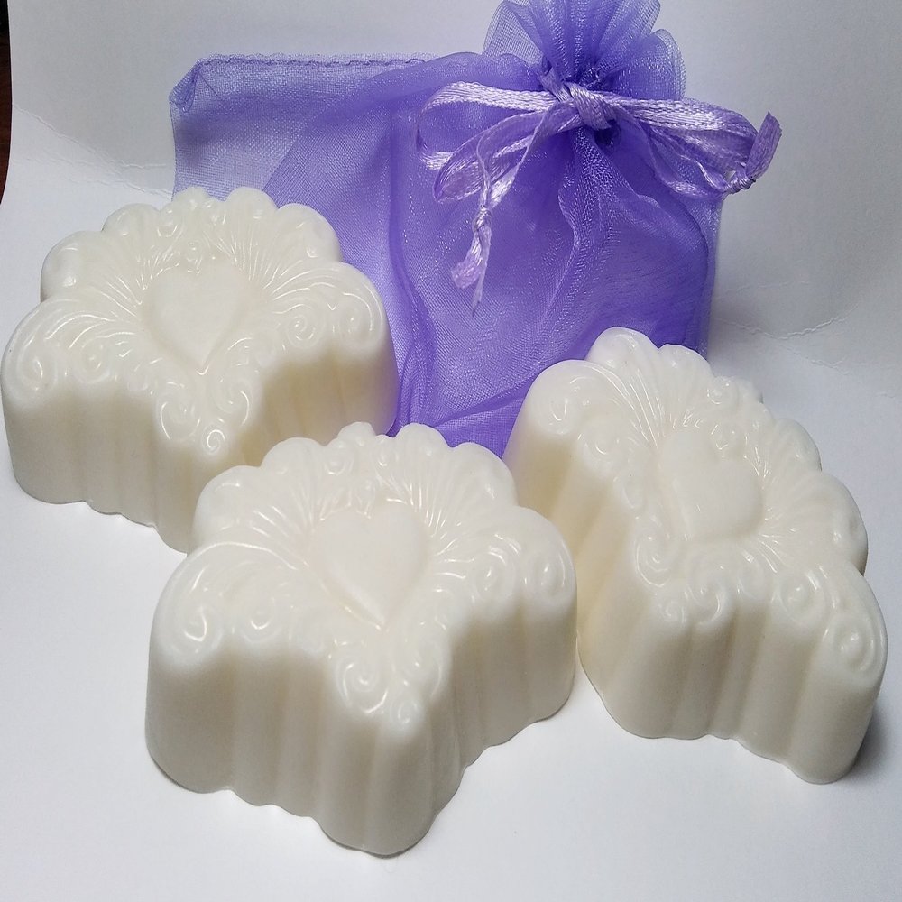 3 Pc Guest Soaps Victorian Hearts with Gift Bag Magnolia Scent