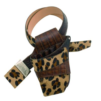 Hairdressing Tool Belt, (Leopard Pattern) MADE IN ITALY Genuine Leather Professional Barber & Salon Holster