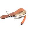 Grandslam Pro Natural Wooden Handle 420 Stainless Steel Straight Razor with Premium Leather Strop,Straight Razor Shaving Kit for Men,2 Layers Leather Canvas Strop Sharpening Strop Brown view 4