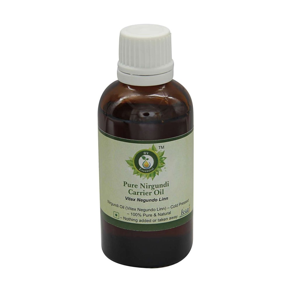 R V Essential Pure Nirgundi Carrier Oil 15ml (0.507oz)- Vitex Negundo Linn (100% Pure and Natural Cold Pressed)