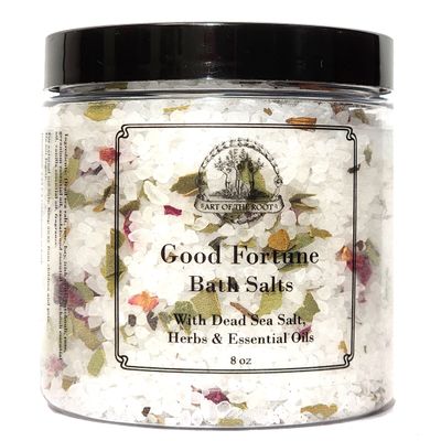 Good Fortune Herbal Bath Salts 8 oz | Art of the Root | Therapeutic Relaxing Soaking, Handmade with Herbs & Essential Oils | Spirituality, Wiccan, Pagan, & Magick | Blessing, Luck & Prosperity Rituals