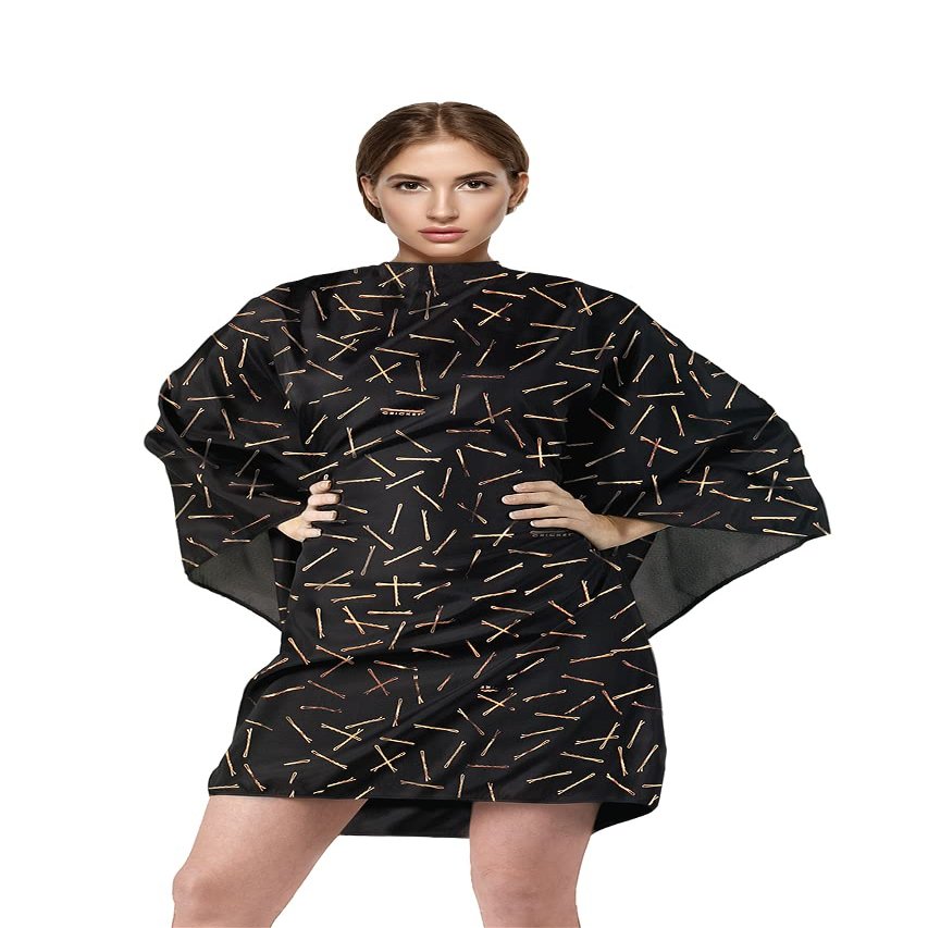 Cricket Holding It Together All Purpose Hairstylist Cape for Clients Professional Salon Barbershop Client Cape, Rose Gold Metallic Bobby Pin Print, Black