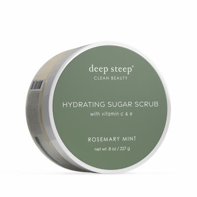 Deep Steep Sugar Scrub, Rosemary Mint, 8 oz Exfoliating Body Scrub with Organic Coconut Oil, Shea Butter & Argan Oil Vegan, Clean Beauty, Smooth, Soft & Nourished Skin