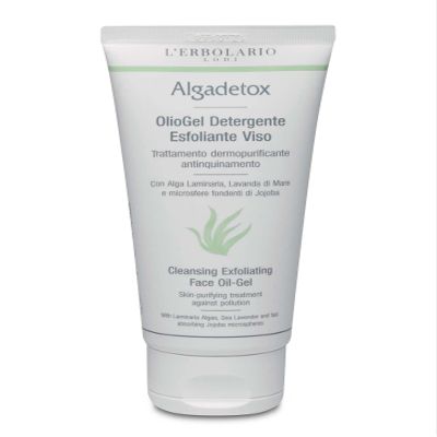 L'Erbolario Algadetox Cleansing Exfoliating Face Oil-Gel - Skin-Purifying Treatment Against Pollution - Gently And Effectively Cleanses Your Skin - Perfect To Tone, Protect The Face - 3.3 Oz Cleanser