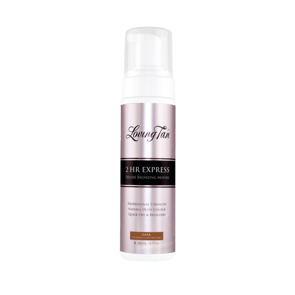 Loving Tan 2 HR Express Self Tanning Mousse, Dark - Streak Free, Natural, Professional Quality - 5+ Sunless Self Tanner Applications per Bottle, Cruelty Free, Naturally Derived DHA - 6.7 FL Oz