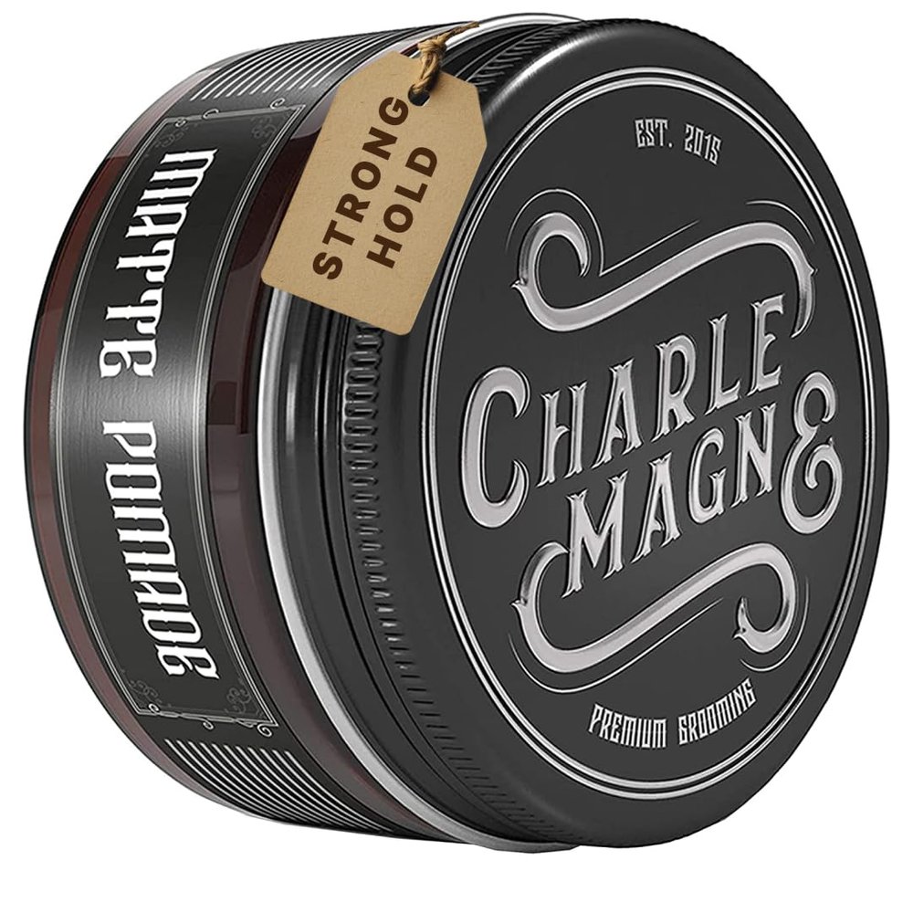 Charlemagne Matte Hair Pomade - Strong Hold, Noble Leather Scent, 3.3 fl oz - Hair Clay Blend & Pomade Men - Barber Scented Styling Cream - Easy Washout & Water Cream