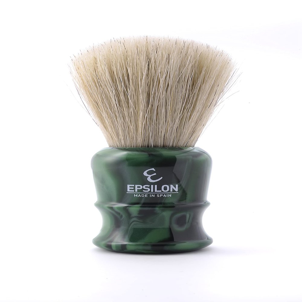 Epsilon White Horse Shaving Brush Fan Shape Green 26 mm, nico, Standard