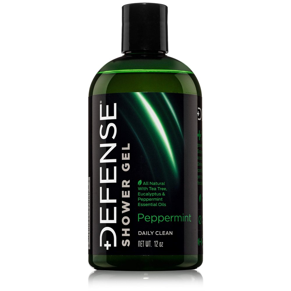 Defense Soap Peppermint Tea Tree Body Wash | All Natural Organic Shower Soap for Athletes | Odor Control & Skin Fungal Protection for Sports, Post Workout & Recovery - 12 oz