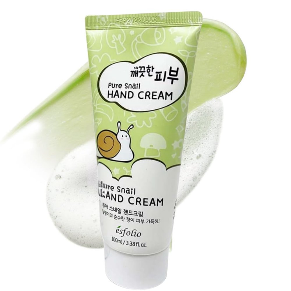 esfolio Pure Skin Snail Hand Cream  Deep Moisturizing & Restoring Hand Lotion with Snail Mucin, Hydrating & Nourishing for Dry Skin  Non-Greasy, Fast Absorbing (3.38 OZ/100ML)