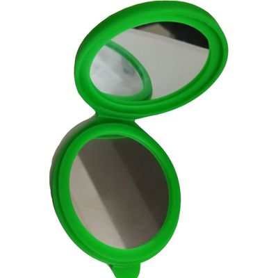 ADAMAI Cute Handhold Silica Gel Silicone Cover Round Hand Pocket Cosmetic Mini Mirror (Green)