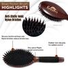 Kenchii Boar and Nylon Bristle Brush for Dog and Cat, Professional Grooming Brush with Maple Body, Lightweight, Non-Slip Rubber (Large) view 2