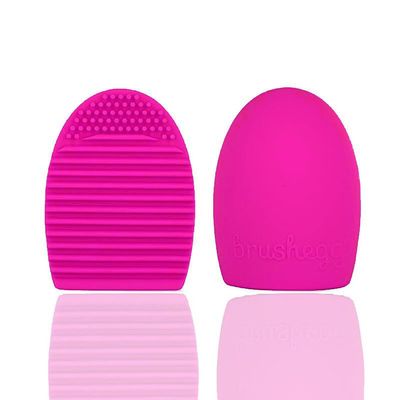 1PC Makeup Brush Washing Cleaner Scrubber Board Brushe Egg Cosmetics Brushes Clean Tools (Rose Red)