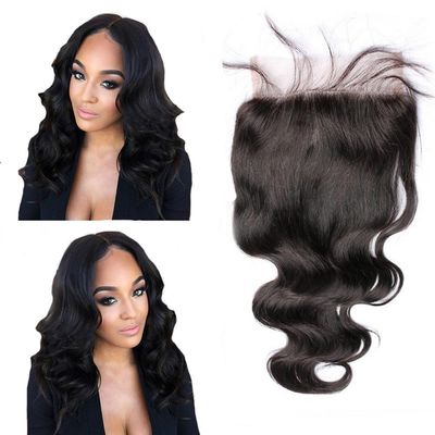 Lace Closure 5x5 Body Wavy Lace Piece Bleached Knots Closure Free Part Malaysian Human Hair (14"Free Prat, 1# Jet Black)