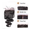 Lace Closure 5x5 Body Wavy Lace Piece Bleached Knots Closure Free Part Malaysian Human Hair (14"Free Prat, 1# Jet Black) view 2