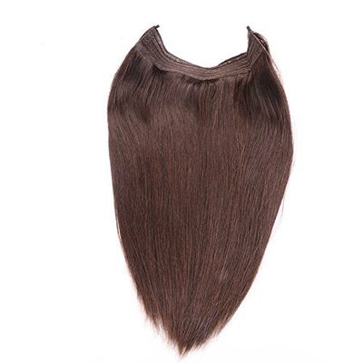 100% human hair 15"-24" Straight Invisible Halo Wire Human Hair Extensions One Piece 80G (20 inch, 1#)