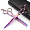 6/7/8 inch Cutting Thinning Styling Tool Rainbow Hair Scissors Professional Hairdresser Hairdresser Scissors Set (6-inch 2pc) view 1