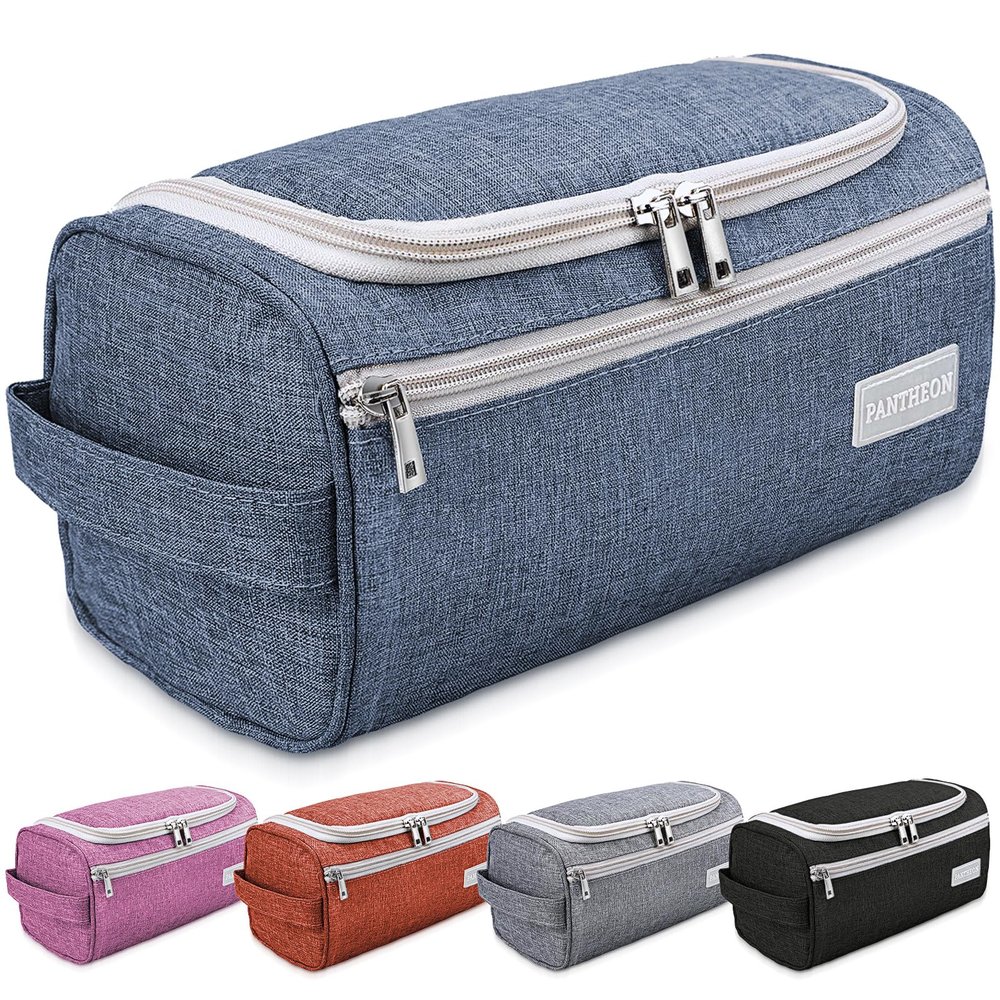 Pantheon Men's Toiletry Bag - Travel Toiletry Bag Wash Bag Hanging Dopp Kit Shaving Kit for Bathroom Shower - Mens Travel Bag Hanging Toiletry Organizer Toiletry Kit for Traveling (Blue)