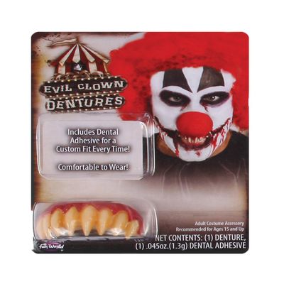 Fun World Adult Killer Clown Character Teeth, One Size, Multicolor