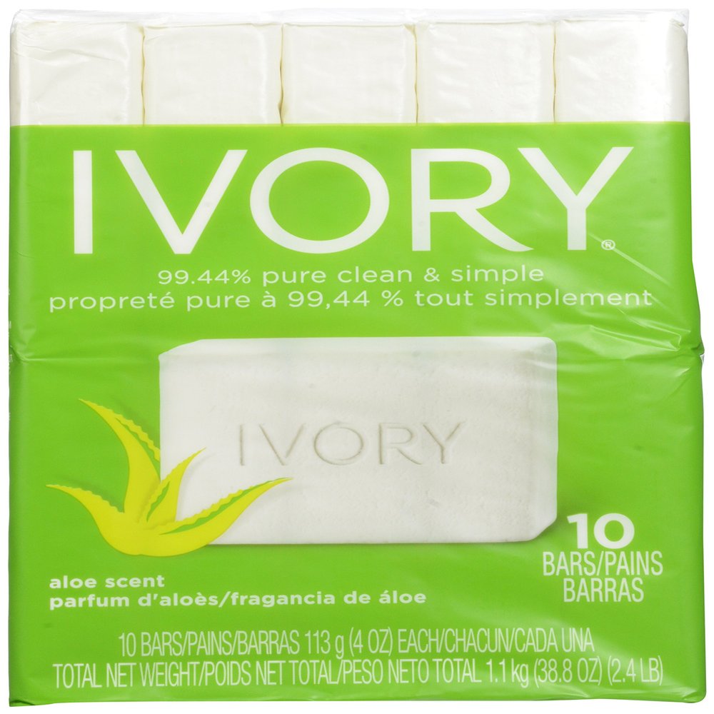 Ivory Aloe 10-Count: Bath Size Bars, 4 Ounce