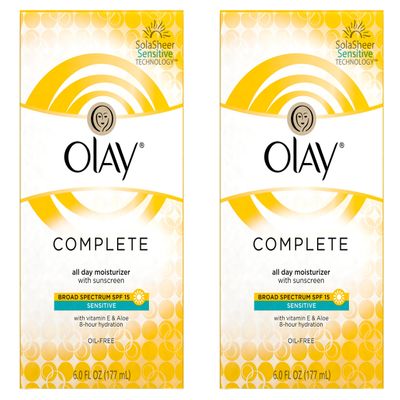 Olay Complete Lotion All Day Moisturizer with SPF 15 for Sensitive Skin, 6.0 Fluid Ounce (Pack of 2)