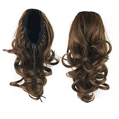 S-ssoy 14" Women's Claw Clips on in Ponytail Wavy Short Curly Hair Extensions Voluminous Synthetic Wigs Curled Hairpieces for Girl Lady Women,2/30