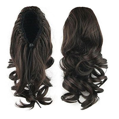 S-ssoy 14" Women's Claw Clips on in Ponytail Wavy Short Curly Hair Extensions Voluminous Synthetic Wigs Curled Hairpieces for Girl Lady Women,2/33