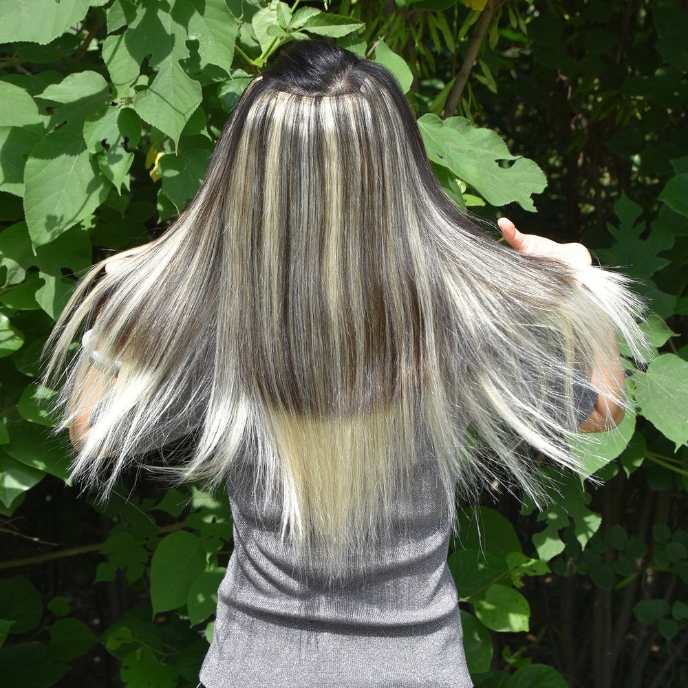 100% human hair Clip in Human Hair Extensions (16"-100g, 613 Light Blonde)