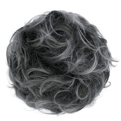 CAISHA Big Hairpiece Scrunchy Updo Bridal Hairstyle curly Messy Bun Ash Gray Mix G26E