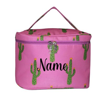 101 BEACH Personalized with Name New Go-To Cosmetic Case: Travel in Style and Stay Organized, Pink Cactus
