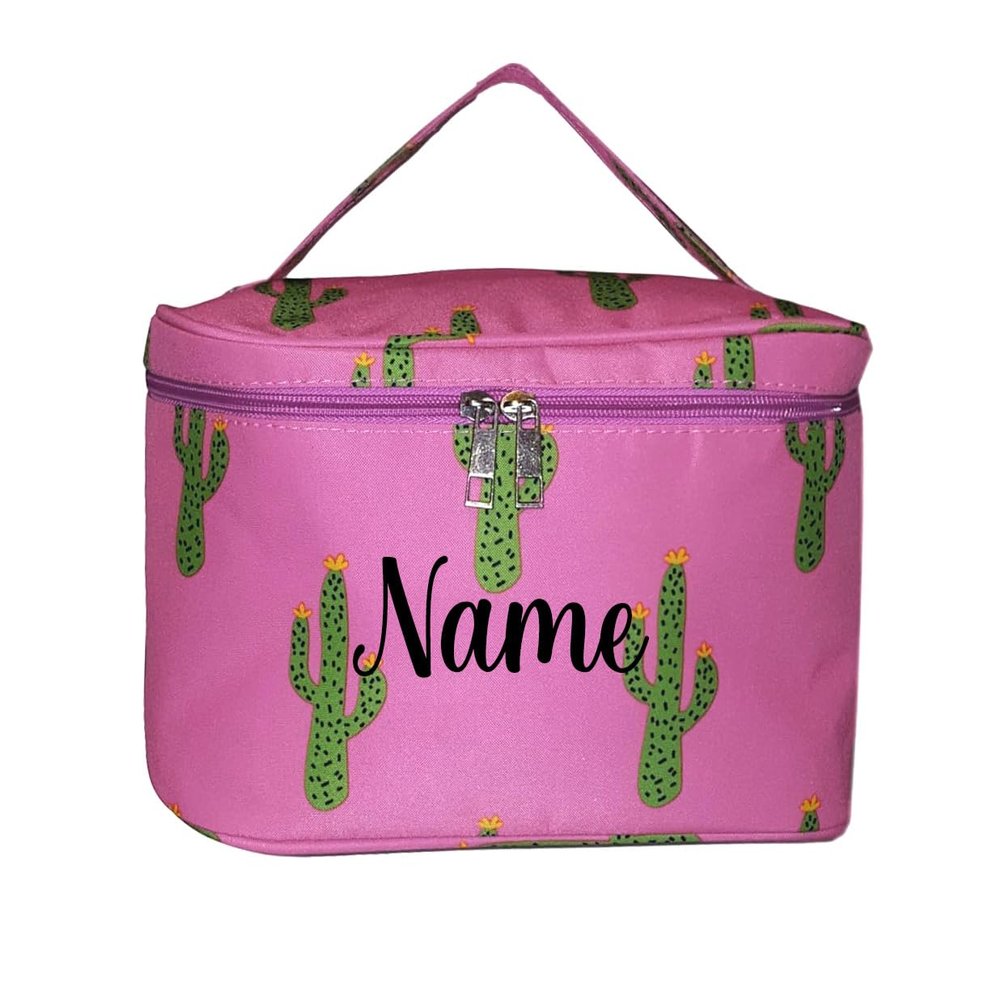 101 BEACH Personalized with Name New Go-To Cosmetic Case: Travel in Style and Stay Organized, Pink Cactus