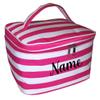 1101 BEACH Personalized with Name New Go-To Cosmetic Case: Travel in Style and Stay Organized, Pink & White Stripe view 2