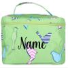 101 BEACH Personalized with Name New Go-To Cosmetic Case: Travel in Style and Stay Organized, Green Birds view 1