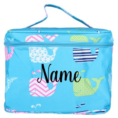 101 BEACH Personalized with Name New Go-To Cosmetic Case: Travel in Style and Stay Organized, Turquoise Whales