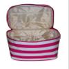 101 BEACH Fashion Print Soft Case Cosmetic Bag Can be Personalized or Monogrammed (Monogrammed Pink & White Stripe) view 4