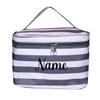 101 BEACH Personalized with Name New Go-To Cosmetic Case: Travel in Style and Stay Organized, Gray & White Stripe view 1