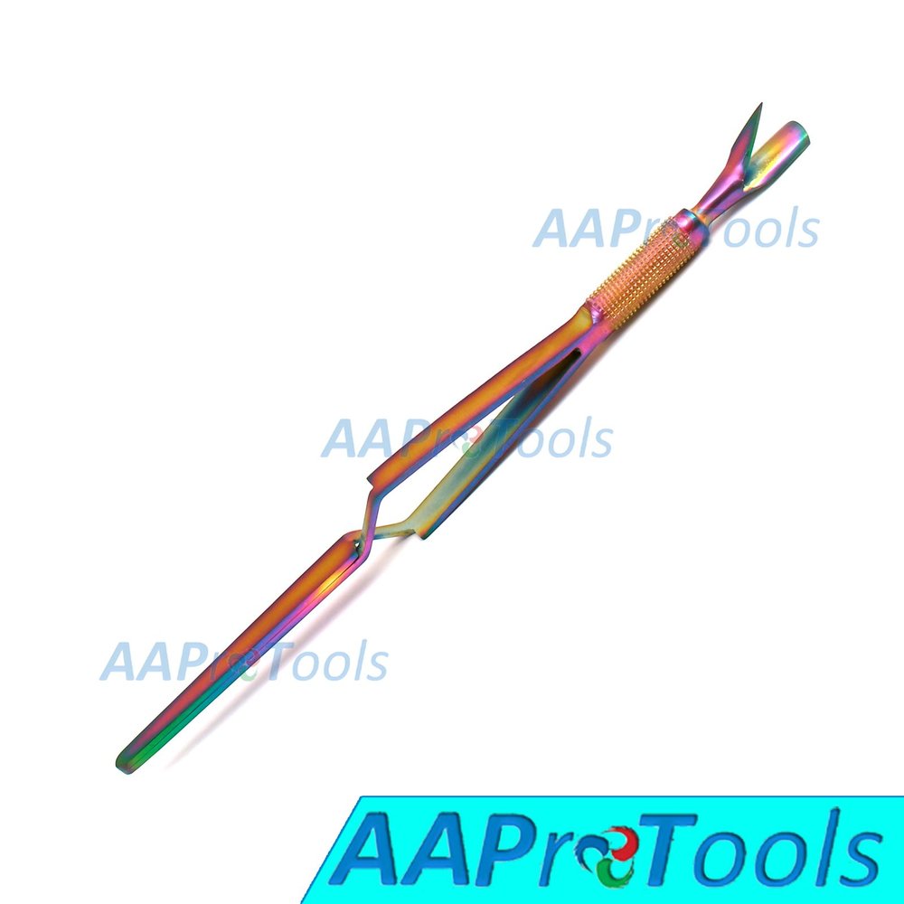 AAPROTOOLS Cuticle Pusher - Cleaner - Pinching Tool Rainbow Color A+ Quality