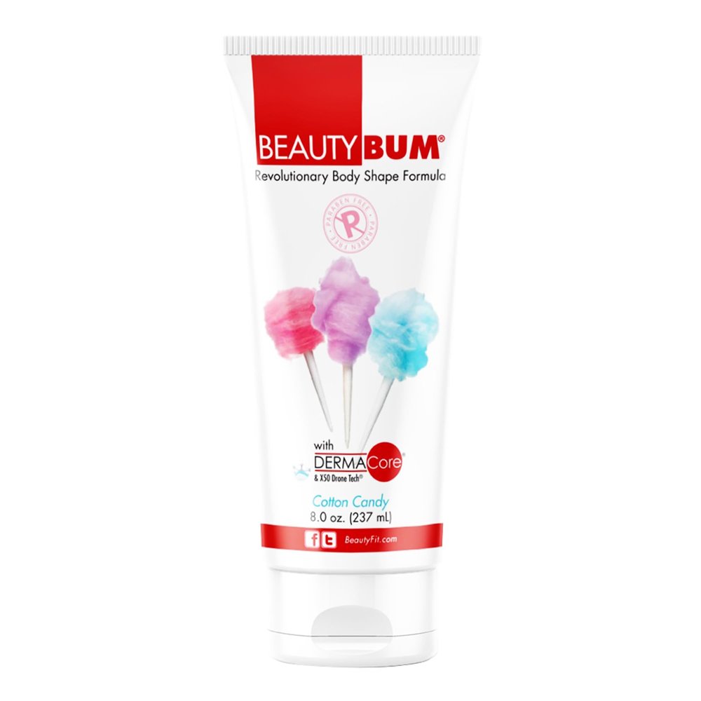 BeautyFit BeautyBum Pump Redefining Muscle Toning Lotion - Tightens and Firms Skin - Sculpt and Tone Problem Areas - Cotton Candy - 8 oz