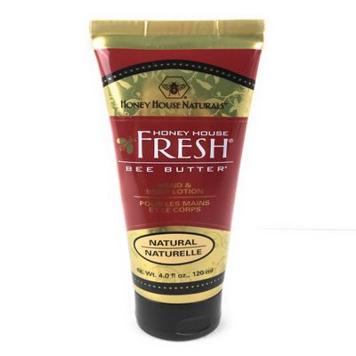Honey House Naturals Bee Butter Cream 4 Ounce Tube All Natural Ultra Moisturizing Bee Butter Enhanced with Royal Jelly and Essential Oils Made in USA (Natural)