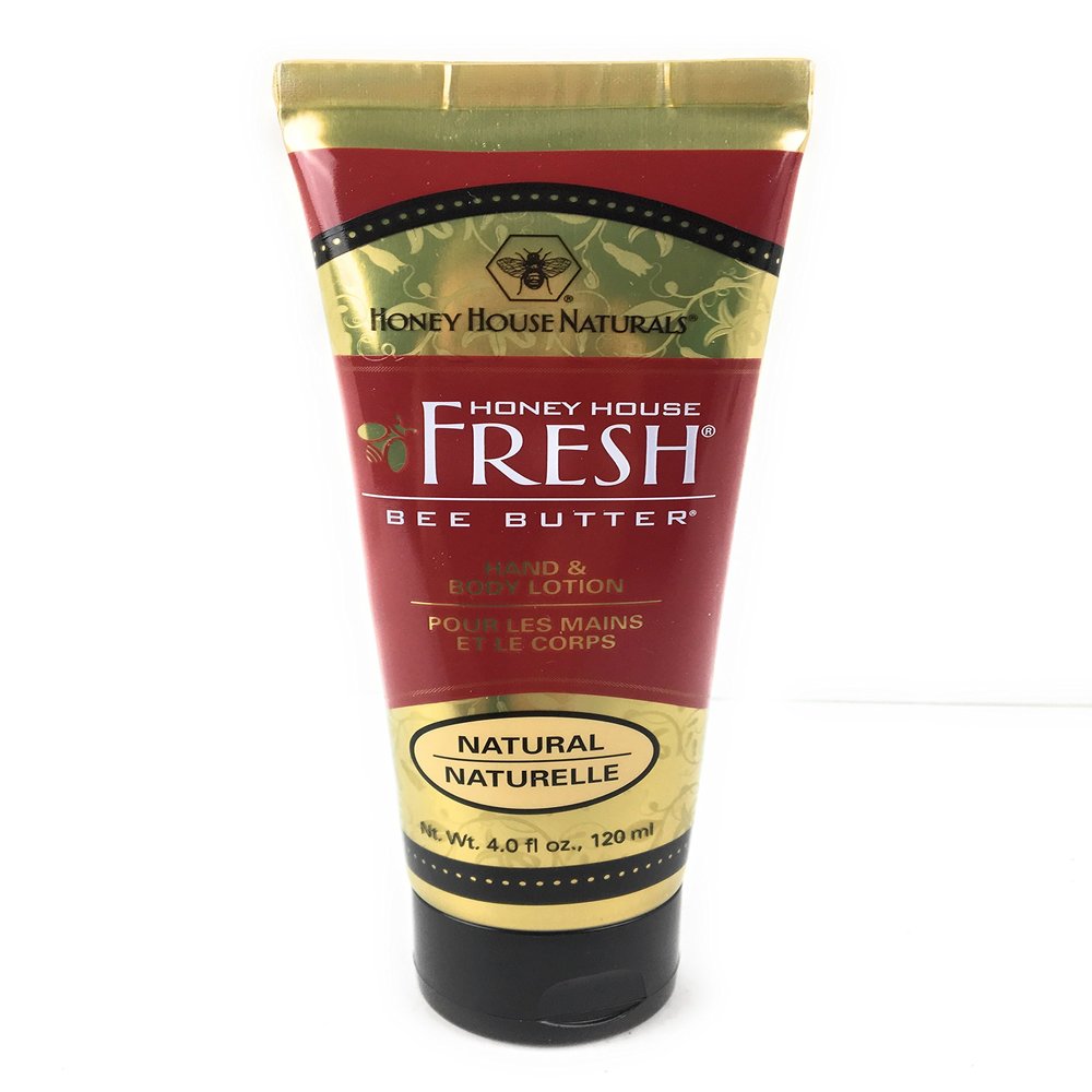 Honey House Naturals Bee Butter Cream  4 Ounce Tube  All Natural Ultra Moisturizing Bee Butter Enhanced with Royal Jelly and Essential Oils  Made in USA (Natural)