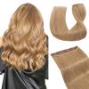 Hairro 16 Inch Clip in Extensions 100% Remy Human Hair 45g One-piece 5 Clips Long Straight Hair Extensions for Women Valentine's Day Gift Wide Weft Soft Silky #27 Dark Blonde view 1