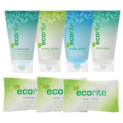 World Amenities Ecorite Toiletry Set - Case of 25 Kits - Ideal for Vacation Rentals - Contains Travel Size Shampoo, Conditioner, Lotion, Body Wash, and Bar Soap Per Kit
