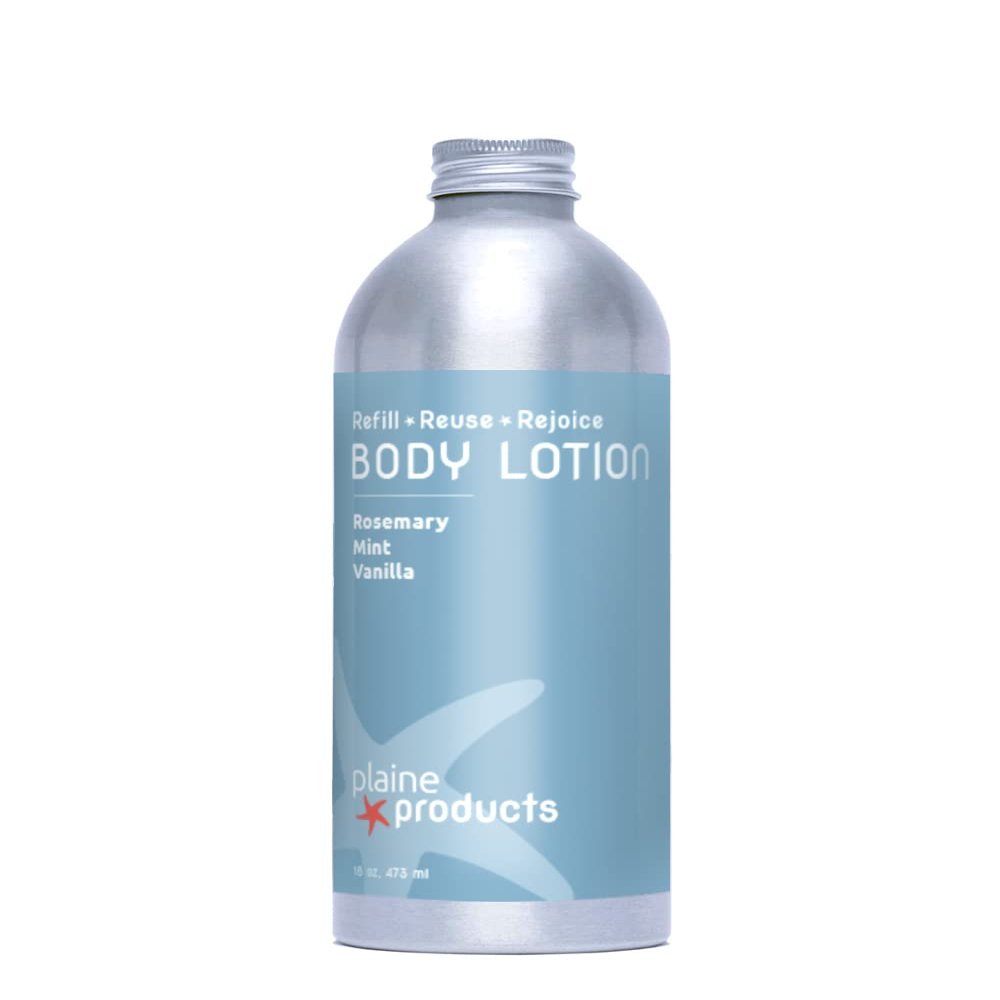 Plaine Products Eco-Friendly Body Lotion - Rosemary, Mint, Vanilla - Sensitive Skin, 16 oz (Refill Bottle)