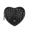 Maxwell Scott - Womens Luxury Leather Large Heart-Shaped Coin Card Wallet Holder Pouch - The MirabellaL Black Croco Print view 1