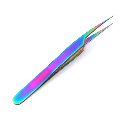 AAPROTOOLS Stainless Steel Multi Rainbow Color 3D Eyelash Extension Tweezers PRO Straight FINE Point 4.5" A+ Quality