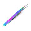 AAPROTOOLS Stainless Steel Multi Rainbow Color 3D Eyelash Extension Tweezers PRO Straight FINE Point 4.5" A+ Quality view 1